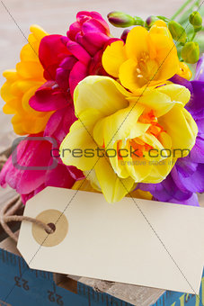 spring flowers posy with blank tag