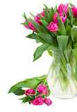 bouquet of double  pink tulips in vase