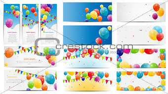 Color Glossy Balloons Card Mega Set Vector Illustration