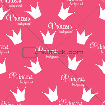 Princess Crown Seamless Pattern  Background Vector Illustration.
