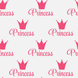 Princess Crown Seamless Pattern  Background Vector Illustration.