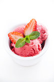 Strawberry ice cream on white