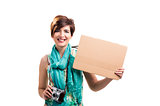 Woman with a cardboard