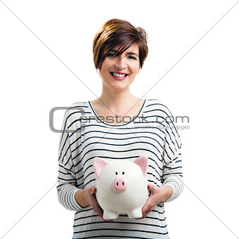 Woman with a piggybank