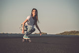 Skater girl making dowhill