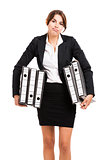 Business woman holding folders