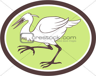 Egret Heron Crane Walking Cartoon