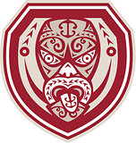 Maori Mask Tongue Out Shield Retro
