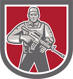 Soldier Serviceman With Assault Rifle Shield