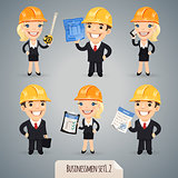 Businessmen Cartoon Characters In Helmet Set1.2