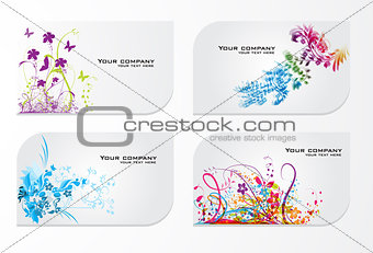 Set of abstract colorful floral gift cards