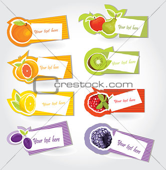 Vector fruit sticker set 