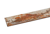 old rusty ruler, isolated on a white background