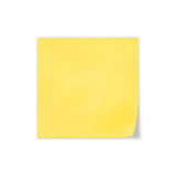 close up of a yellow note paper on white background