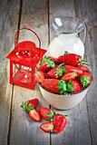 Strawberry, milk and lantern