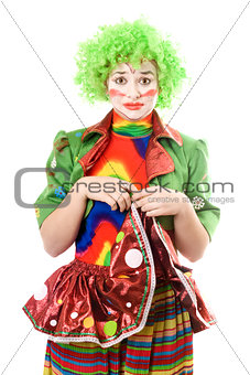 Portrait of a sad female clown