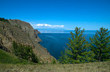 Steep rocky coast. Lake Baikal, Russia.