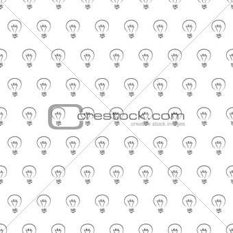 Vector seamless pattern or tile texture with dark doodle hand drawn light bulbs on white background
