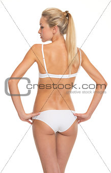 Young woman in lingerie. rear view