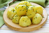 boiled fresh organic potatoes with the oil and dill