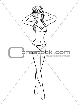 Young slim woman in bikini