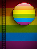 Gay Flag Button on Jeans Fabric Texture