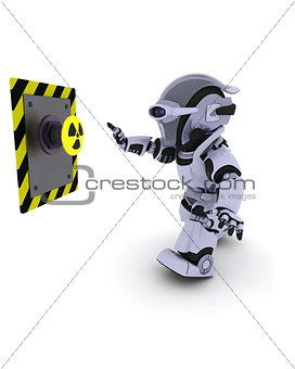 Robot pushing a button