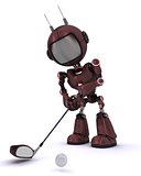 Android playing golf