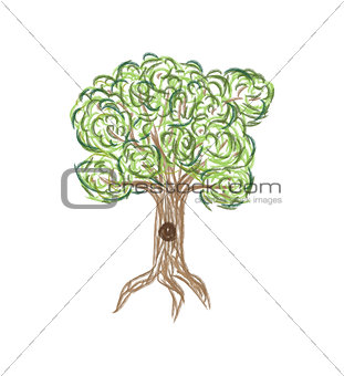 Abstract illustration of stylized green tree art