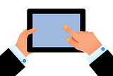 hand on digital tablet