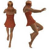 Girl in short orange dress