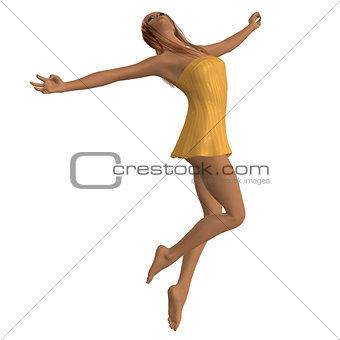 Girl in short yellow dress