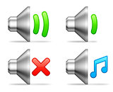 Audio volume icons.