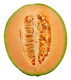 Half Of An Orange Honeydew Melon
