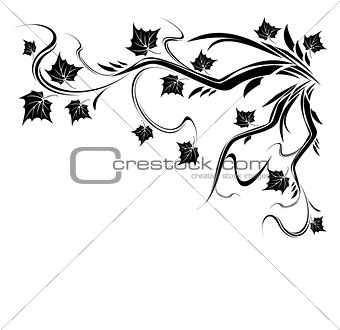 Stylized Black tree with leaves.