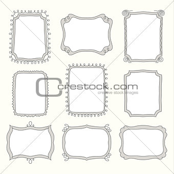 Set of doodle frames and different elements
