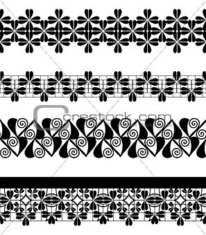 Set of seamless lace borders, vector.