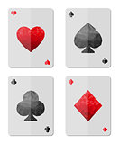Playing cards in modern triangle style. Vector illustration.