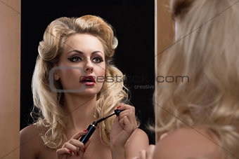 make-up girl with mirror 