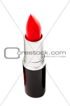 Red lipstick on a white background