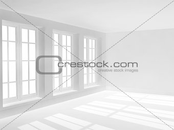 Empty room with three windows