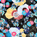 colorful abstract pattern and butterflies 