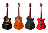 Set of isolated guitars. Flat design