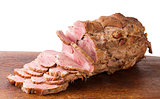 The Chopped Boiled Pork On Wooden Board