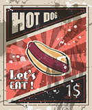 Vintage HOT DOG poster template for street food