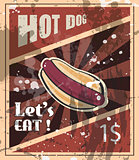 Vintage HOT DOG poster template for bistro