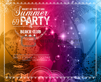 Summer Party Flyer for Music Club events 