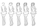 Attractive women contour in drawing sequence
