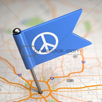 Peace Sign - Small Flag on a Map Background.