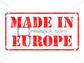 Made in Europe - inscription on Red Rubber Stamp.